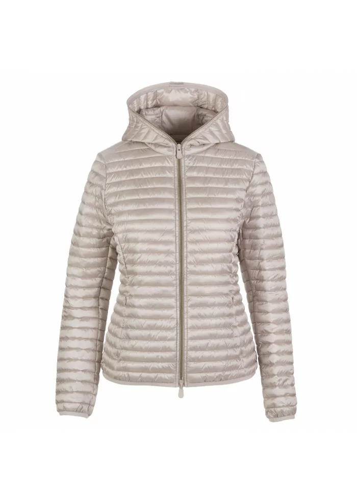 womens pudded jacket save the duck iris alexa beige