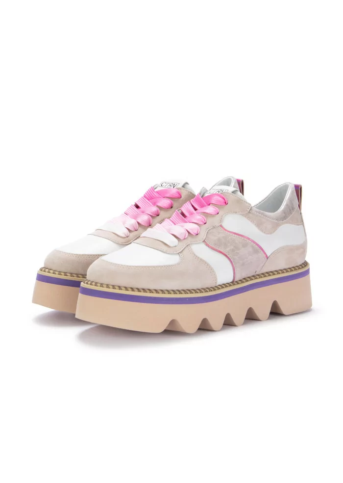 Caterina C Women's Sneakers Cipria Leather Pink White | derna.it