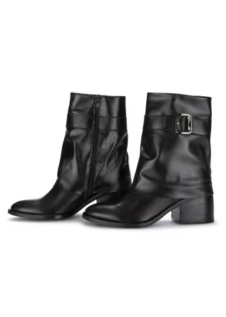 JUICE | ANKLE BOOTS WITH HEEL LEATHER BUCKLE BLACK