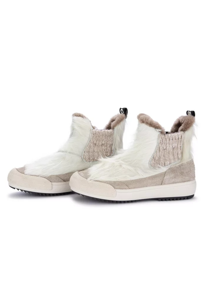 stivaletti donna bng real shoes la yeti beatles bianco taupe