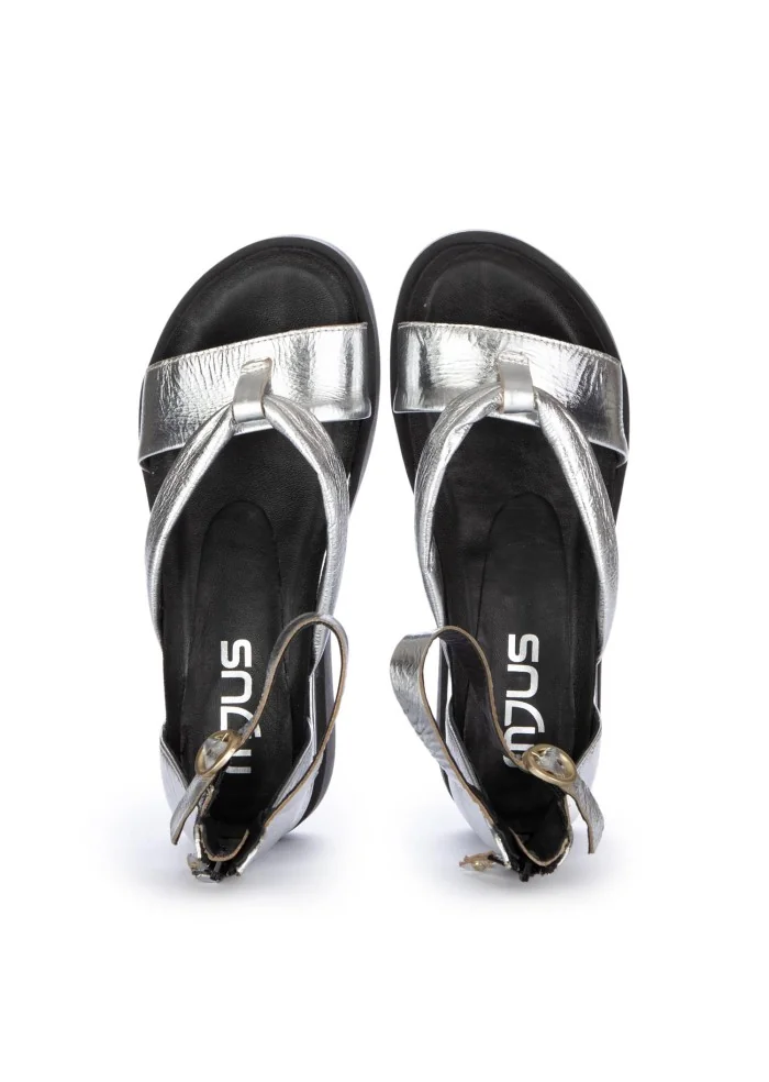 damen sandalen mjus leder reissverschluss silber