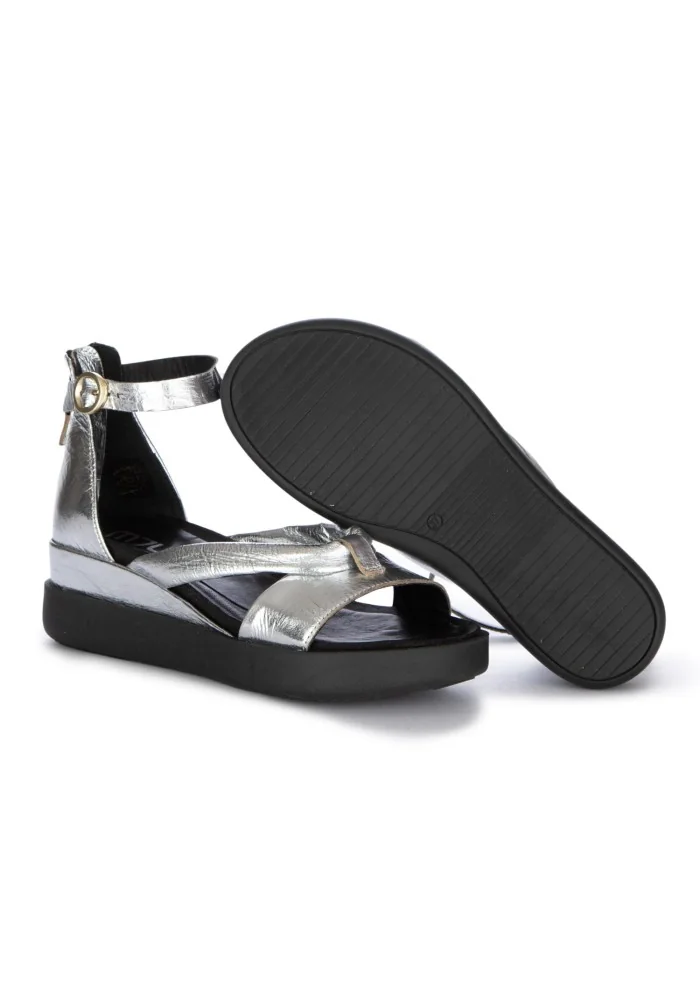 damen sandalen mjus leder reissverschluss silber