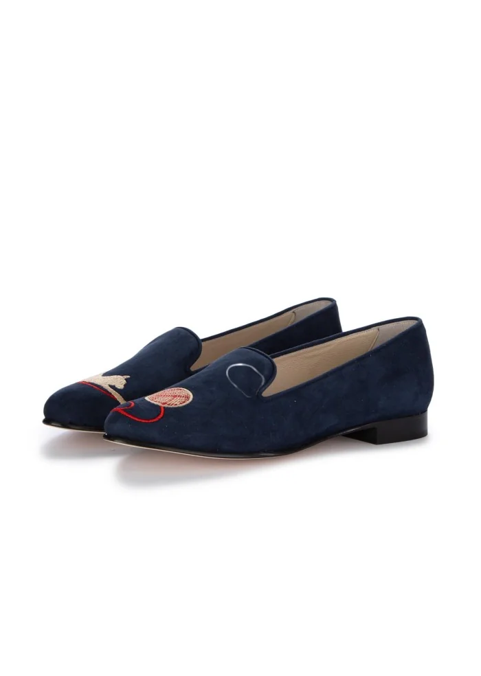 damen ballerinas katze wollknauel blau