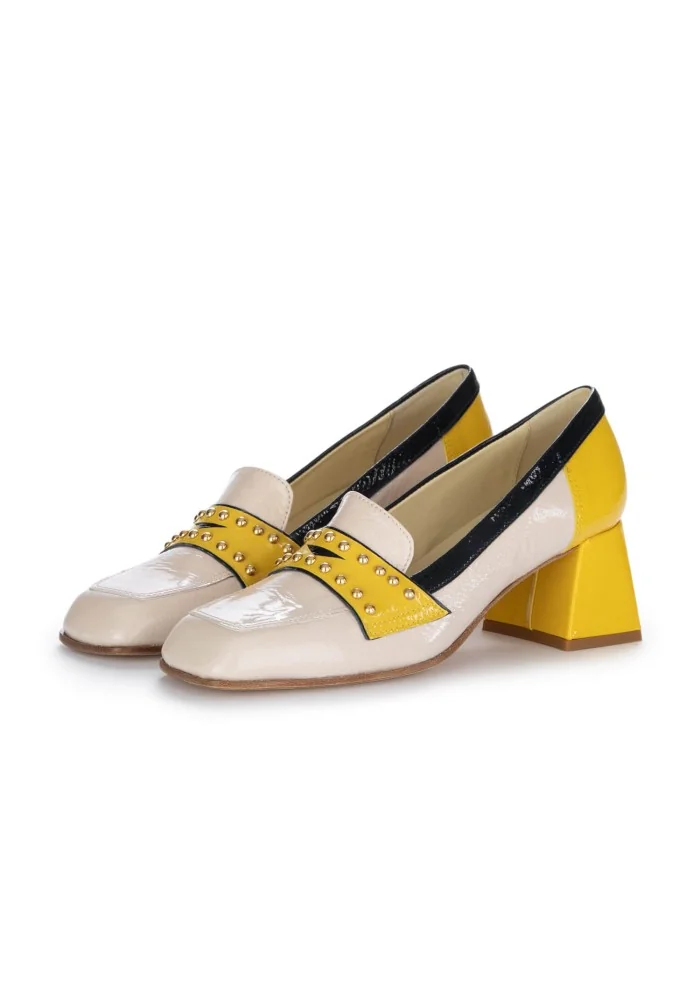 CATERINA C | SCARPE CON TACCO PELLE GIALLO ROSA CIPRIA