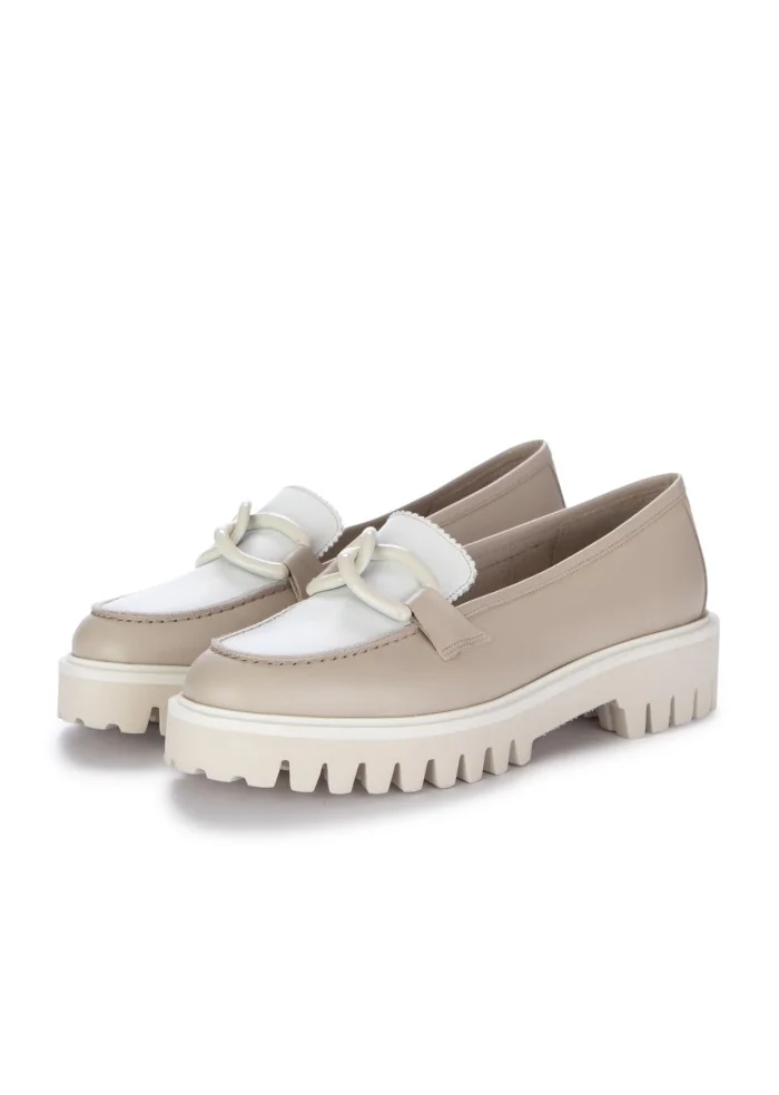 damen loafer roma kalbleder beige weiss