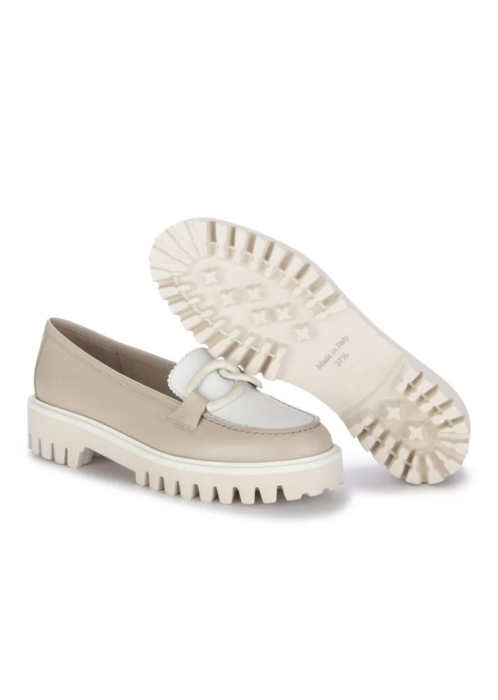 damen loafer roma kalbleder beige weiss