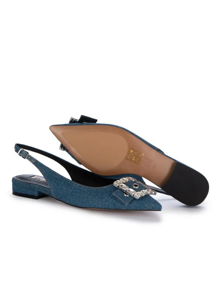 damen slingback bibi lou glanzend blau jeans