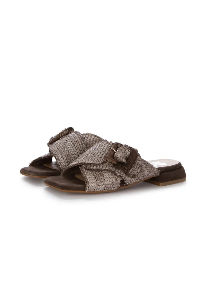 damen sandalen juice raffia wildleder braun