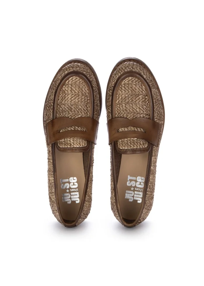 womens loafers juice raffia brown