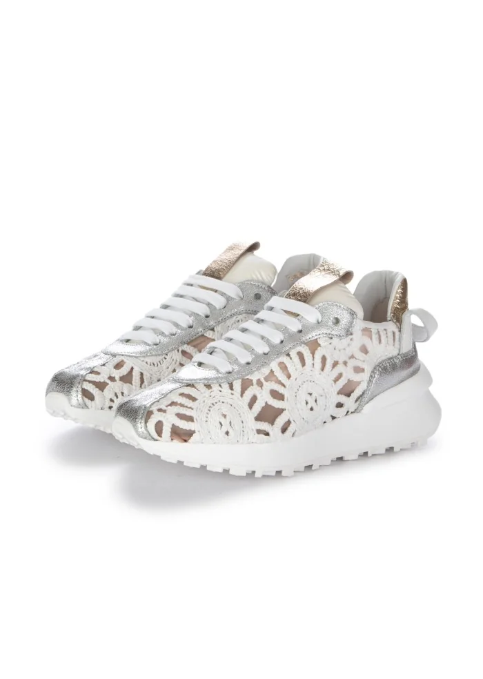 JUICE | SNEAKERS PIZZO PELLE BIANCO ARGENTO