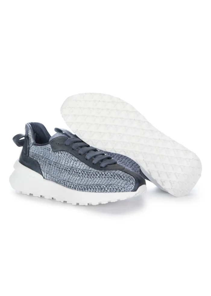 damen sneaker juice raffia leder blau