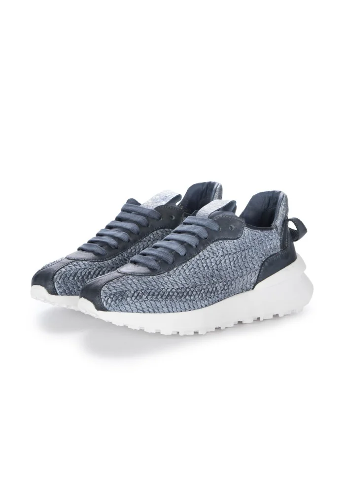 damen sneaker juice raffia leder blau