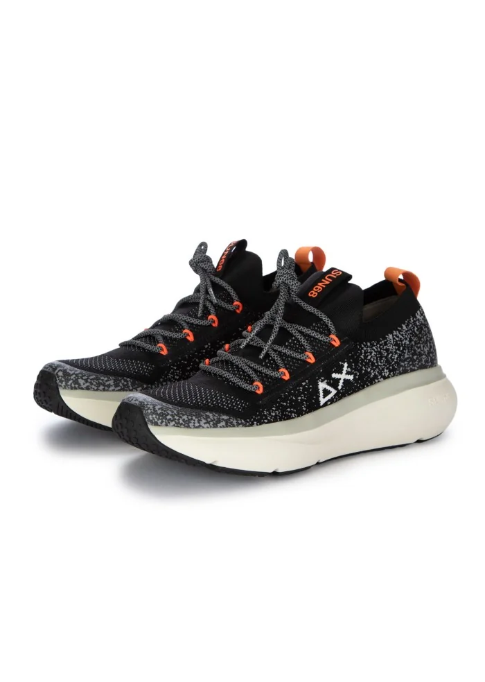 herren sneaker sun68 jupiter knit schwarz orange