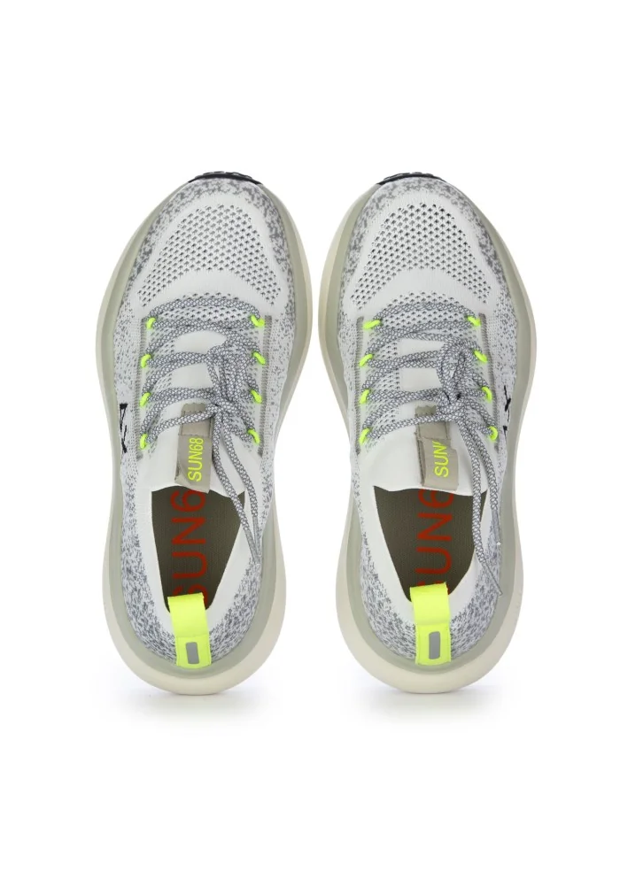 sneakers uomo sun68 jupiter knit bianco giallo fluo