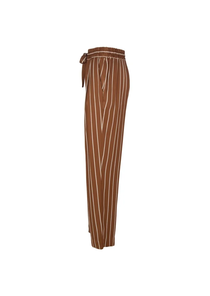 womens trousers semicouture stripes brown white