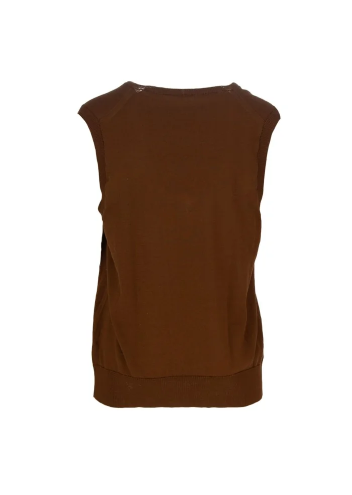 womens gilet semicouture v neck brown