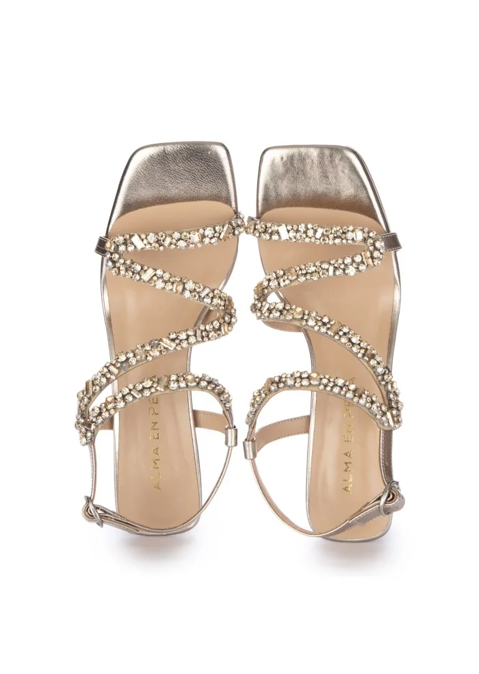 womens heel sandals alma en pena diva metallic