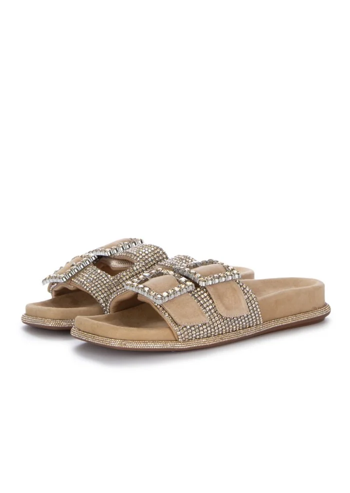 damen sandalen alma en pena suede strasssteine beige