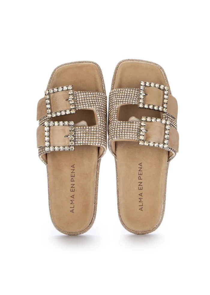 sandali donna alma en pena suede strass beige