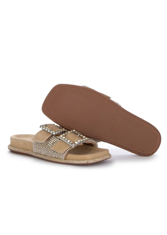 damen sandalen alma en pena suede strasssteine beige