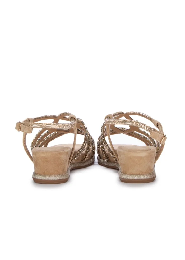 womens heel sandals alma en pena suede braided beige