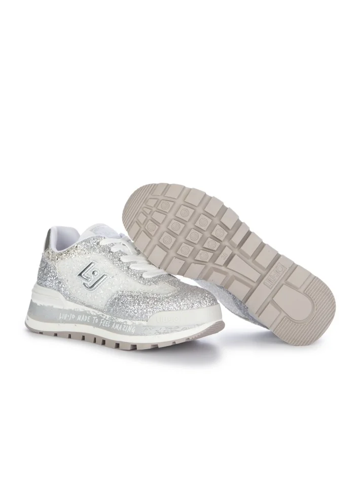 womens sneakers liu jo amazing glitter silver