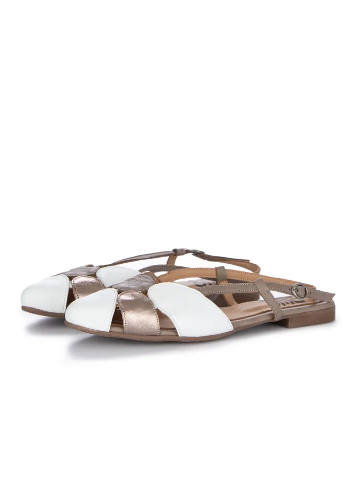 damen sandalen bueno geometrisch weiss bronze