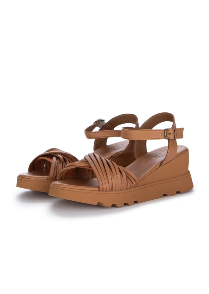 damen sandalen bueno geflochtener reimen hellbraun