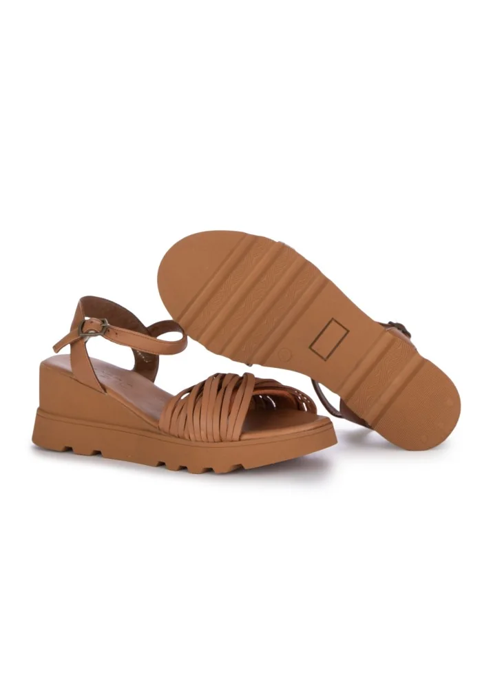 damen sandalen bueno geflochtener reimen hellbraun