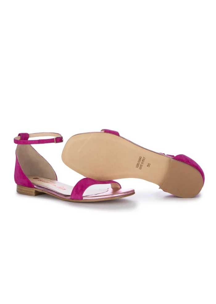 damen sandalen positano in love camoscio laminato fuchsia