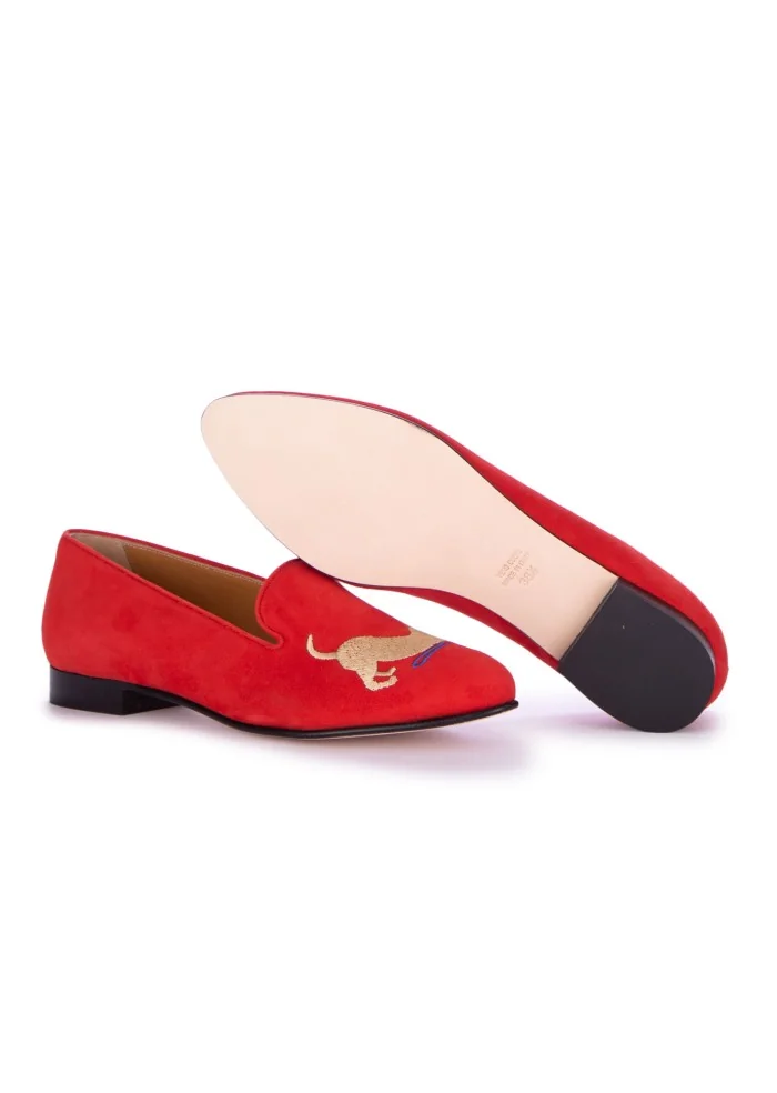 damen ballerinas katze wollknauel rot