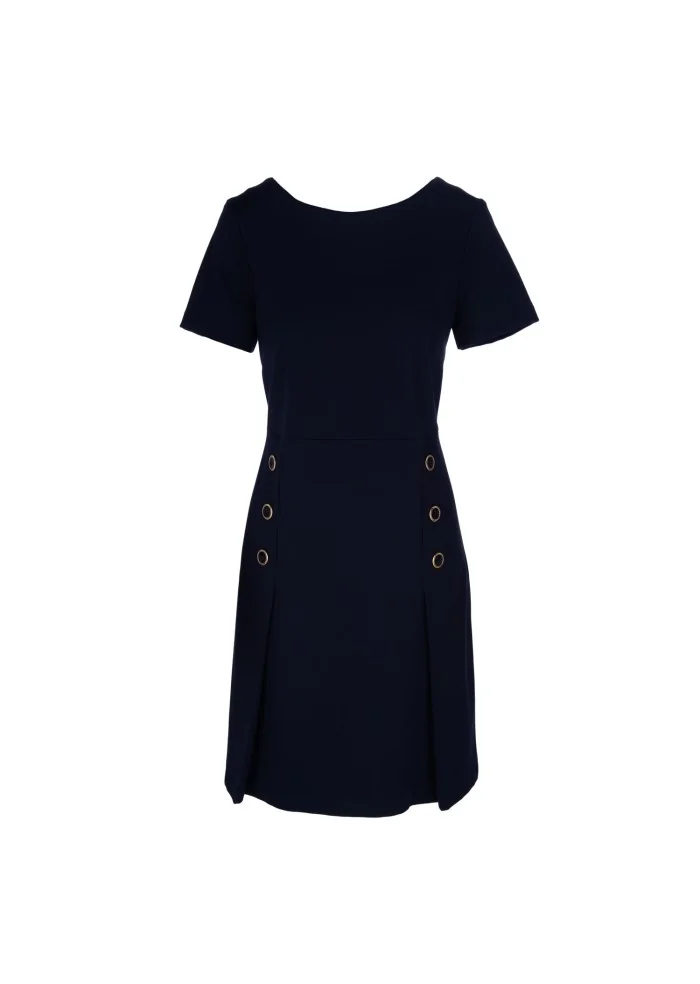 womens short dress kartika gold buttons blue