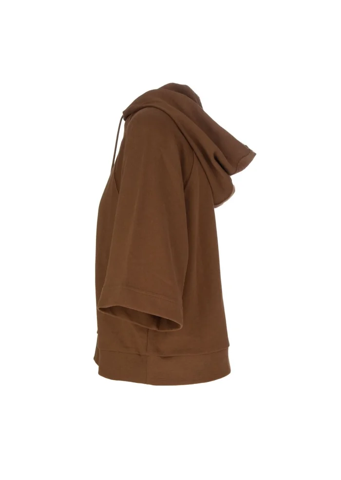 womens hoodie semicouture three quarter sleeves brown