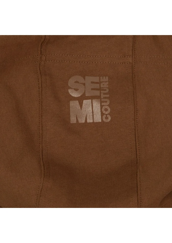 womens hoodie semicouture three quarter sleeves brown