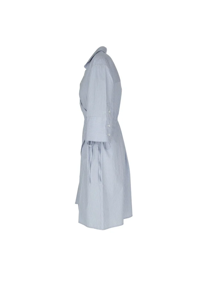 womens dress noumeno concept wrap around closure light blue white