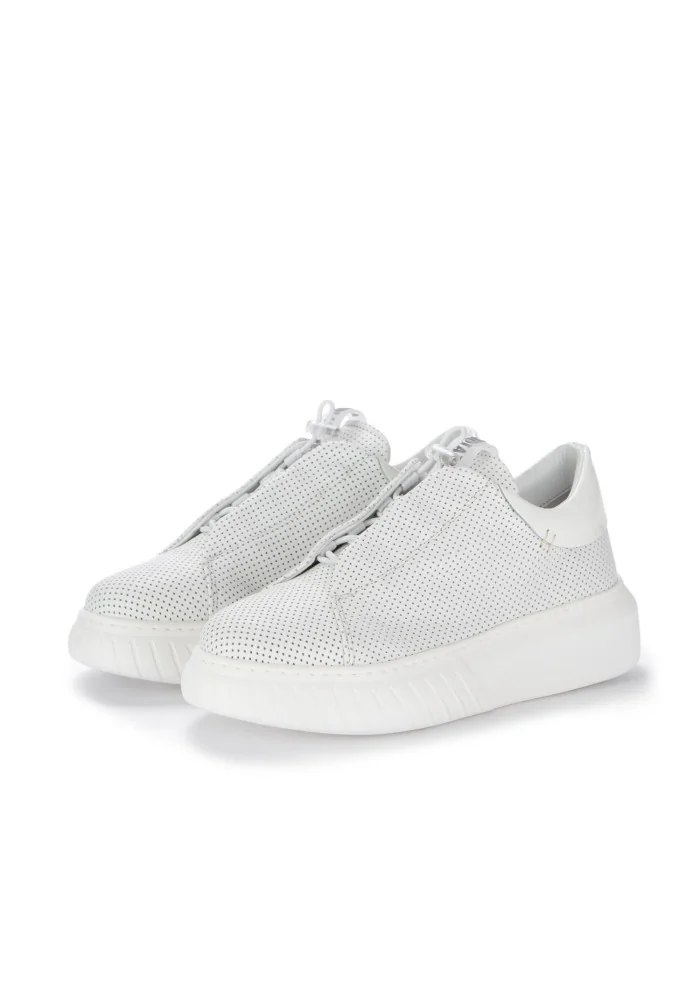 damen sneaker slip on libi cut drill gloss weiss