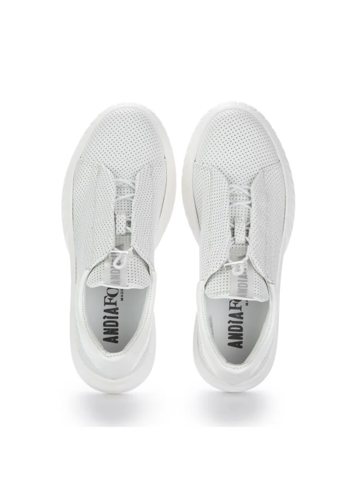 damen sneaker slip on libi cut drill gloss weiss