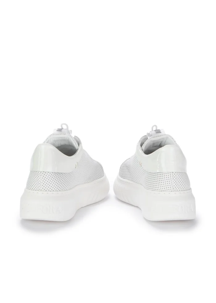 damen sneaker slip on libi cut drill gloss weiss