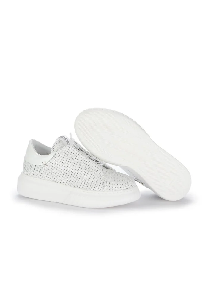 damen sneaker slip on libi cut drill gloss weiss