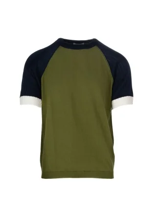 mwns t shirt wool and co coloured sleeves green blu white