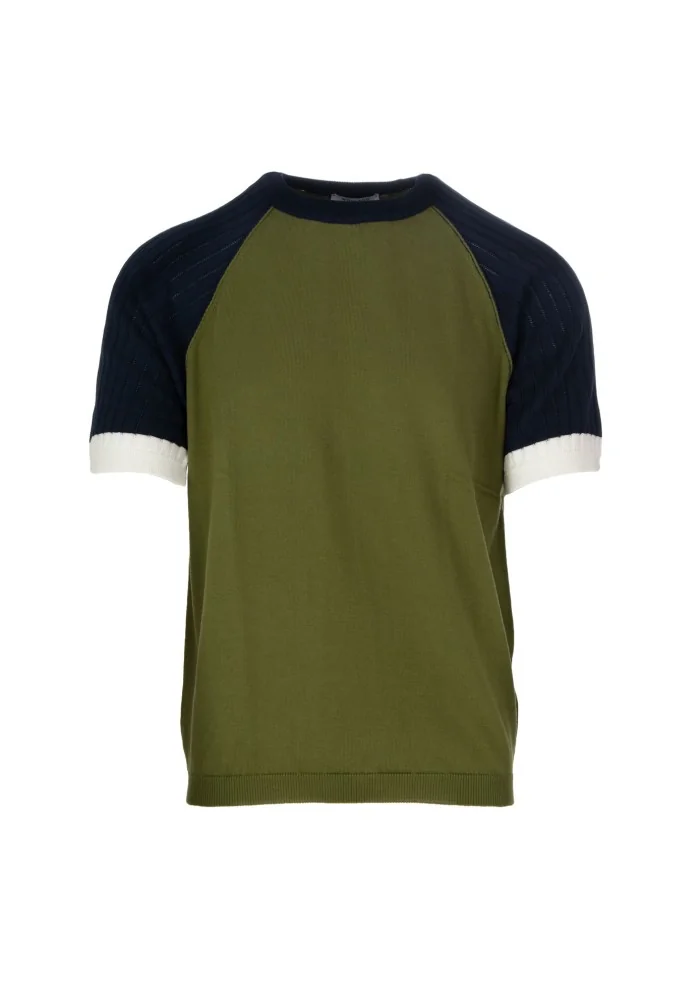 mwns t shirt wool and co coloured sleeves green blu white