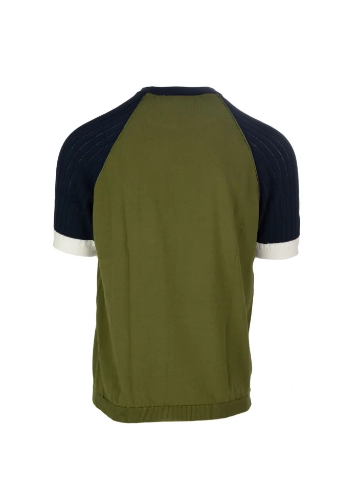 mwns t shirt wool and co coloured sleeves green blu white