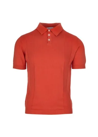 mens polo shirt wool and co ribbed details orange
