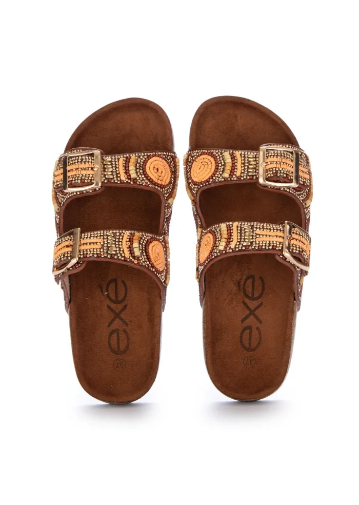 womens sandals exe ethnic style brown orange