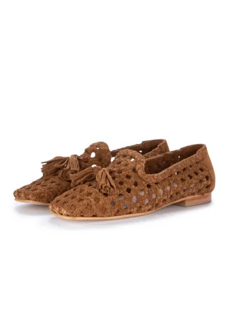womens loafers hadel woven design brown