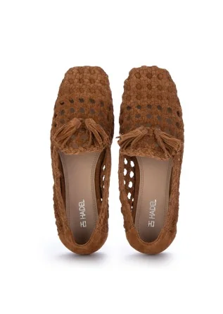 HADEL | LOAFERS WOVEN DESIGN BROWN