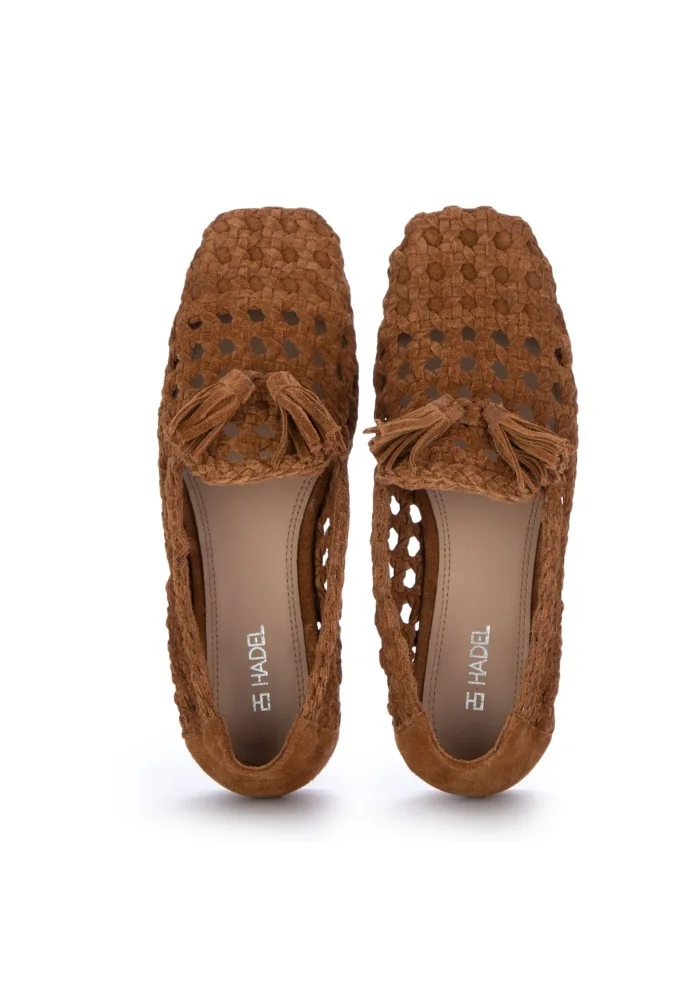 womens loafers hadel woven design brown