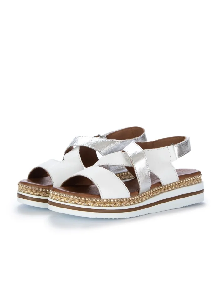 damen sandalen bueno zweifarbig weiss silber