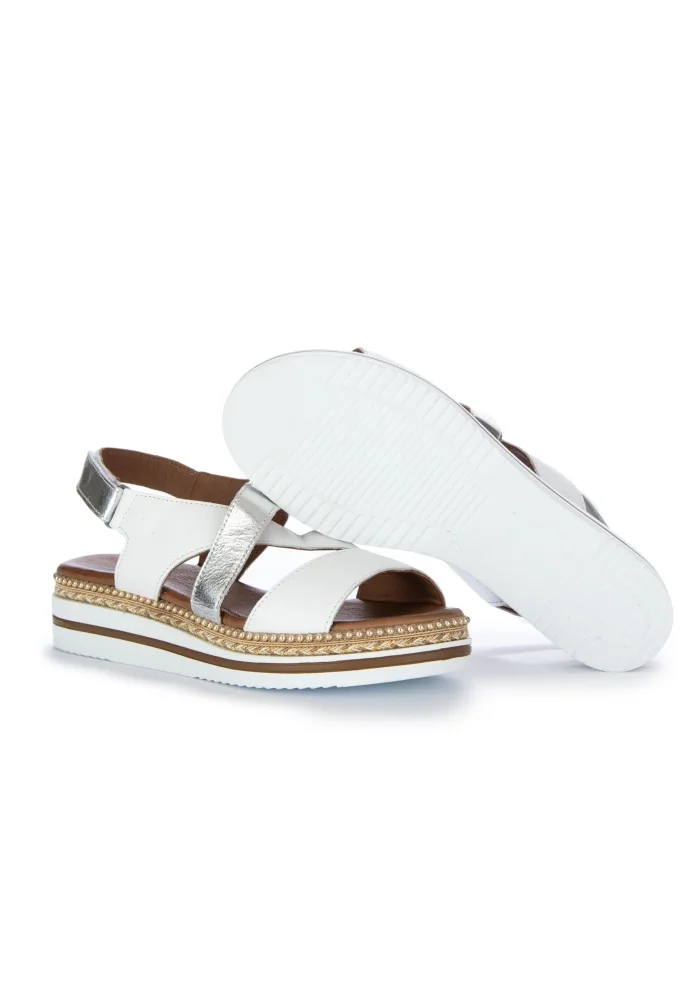 damen sandalen bueno zweifarbig weiss silber