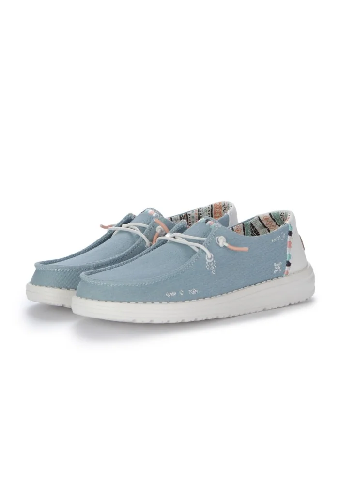 womens flat shoes hey dude wendy boho light blue